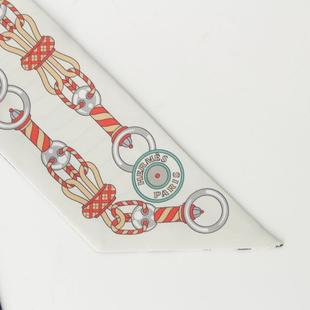 Hermes Twilly Harnais en Rosace Harness Rose Window Silk Scarf Beige — view 6
