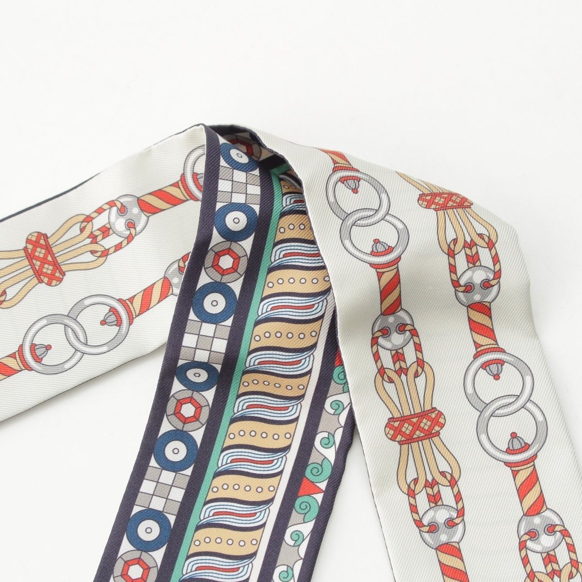 Hermes Twilly Harnais en Rosace Harness Rose Window Silk Scarf Beige — view 2