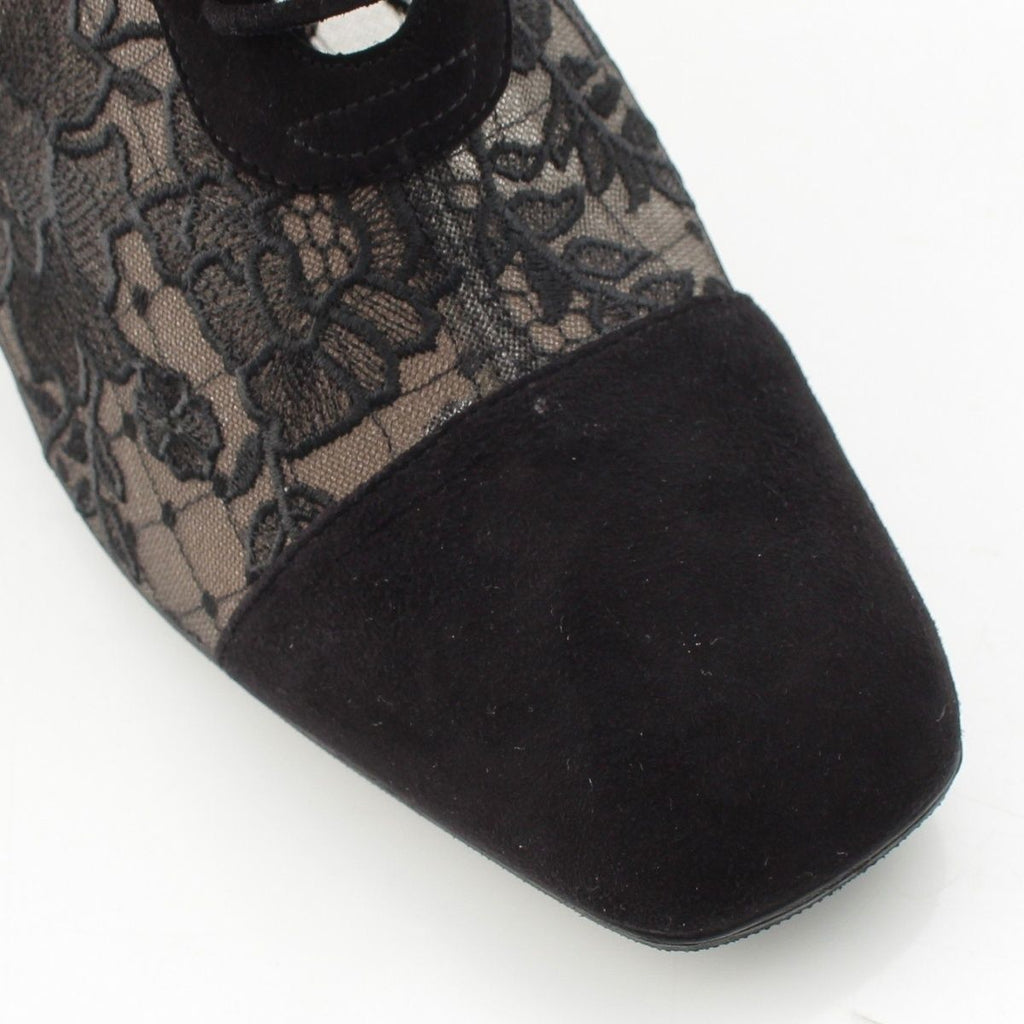 Dior Naughtily-d Mesh Lace Up Block Heels Booties Shoes Black — view 6