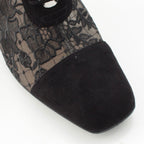 Dior Naughtily-d Mesh Lace Up Block Heels Booties Shoes Black — view 6