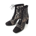 Dior Naughtily-d Mesh Lace Up Block Heels Booties Shoes Black