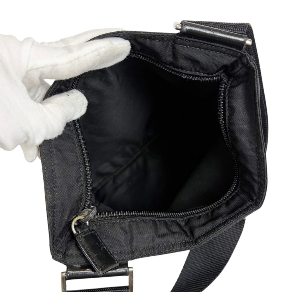 Prada Triangle Logo Tessuto Nylon Mini Shoulder Bag Crossbody Black Nero — view 9