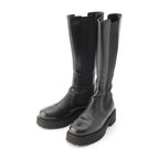 Chanel Leather CC Logo Side Gore Platform Thick Sole Long Boots Shoes Black 39c