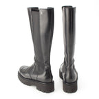 Chanel Leather CC Logo Side Gore Platform Thick Sole Long Boots Shoes Black 39c — view 4