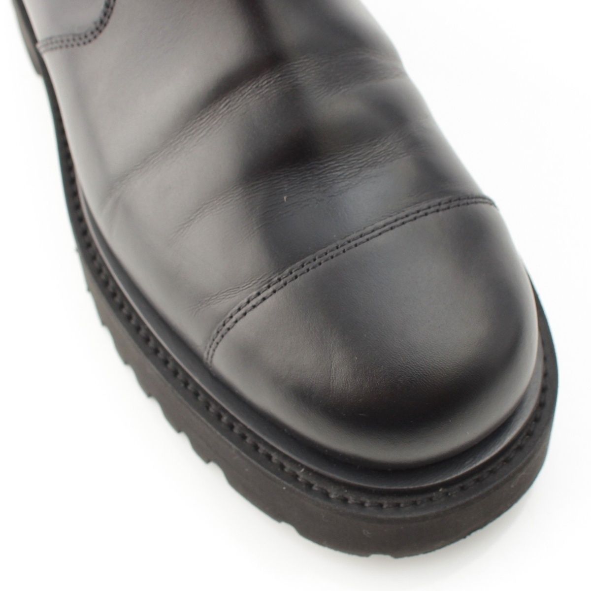 Chanel Leather CC Logo Side Gore Platform Thick Sole Long Boots Shoes Black 39c — view 6