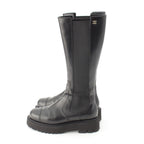 Chanel Leather CC Logo Side Gore Platform Thick Sole Long Boots Shoes Black 39c — view 3