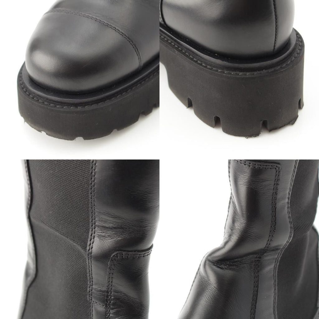 Chanel Leather CC Logo Side Gore Platform Thick Sole Long Boots Shoes Black 39c — view 9