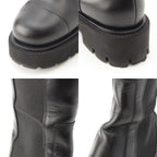 Chanel Leather CC Logo Side Gore Platform Thick Sole Long Boots Shoes Black 39c — view 9