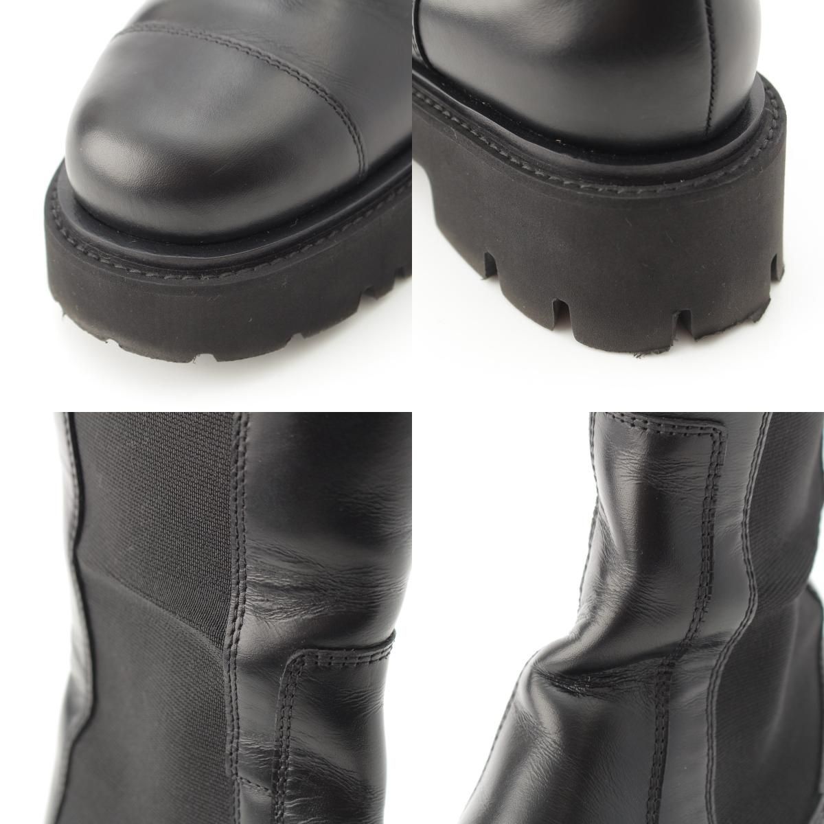 Chanel Leather CC Logo Side Gore Platform Thick Sole Long Boots Shoes Black 39c — view 9