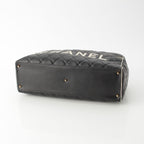 Chanel Quilted Logo Lambskin Boston Bag Black White — view 5