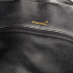 Chanel Quilted Logo Lambskin Boston Bag Black White — view 7