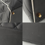 Chanel Quilted Logo Lambskin Boston Bag Black White — view 9
