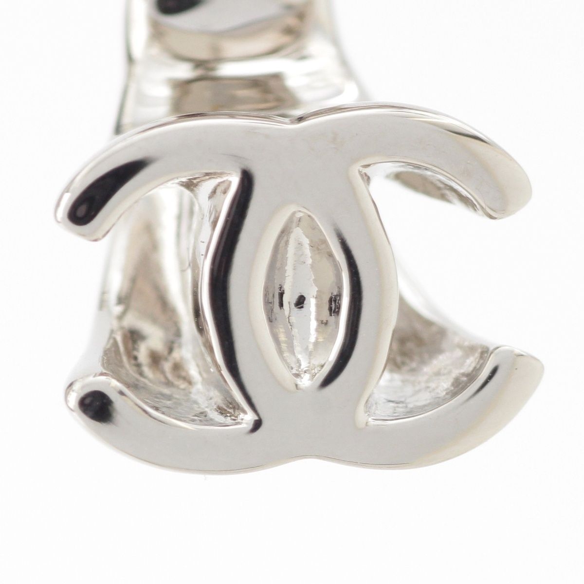 Chanel Silver CC Logo Star Earrings — view 4
