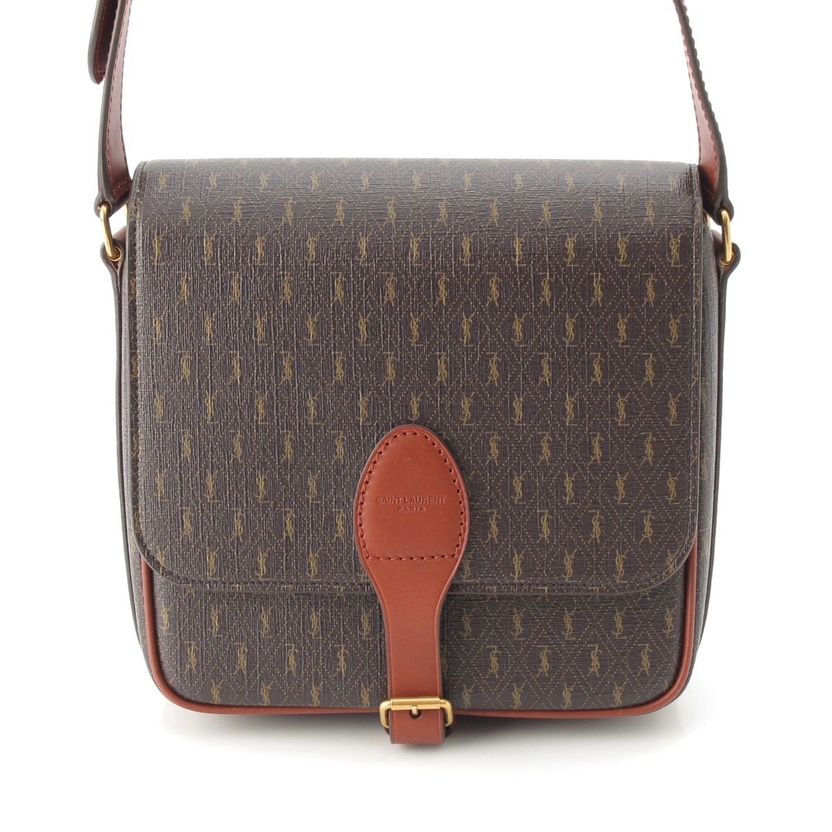 Saint Laurent le Monogram Satchel Leather Shoulder Bag Brown