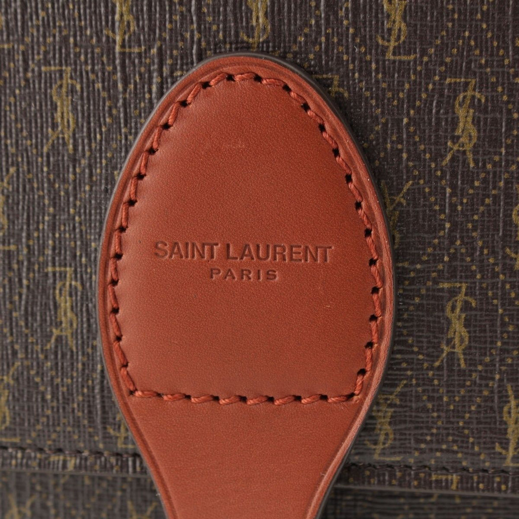 Saint Laurent le Monogram Satchel Leather Shoulder Bag Brown — view 8