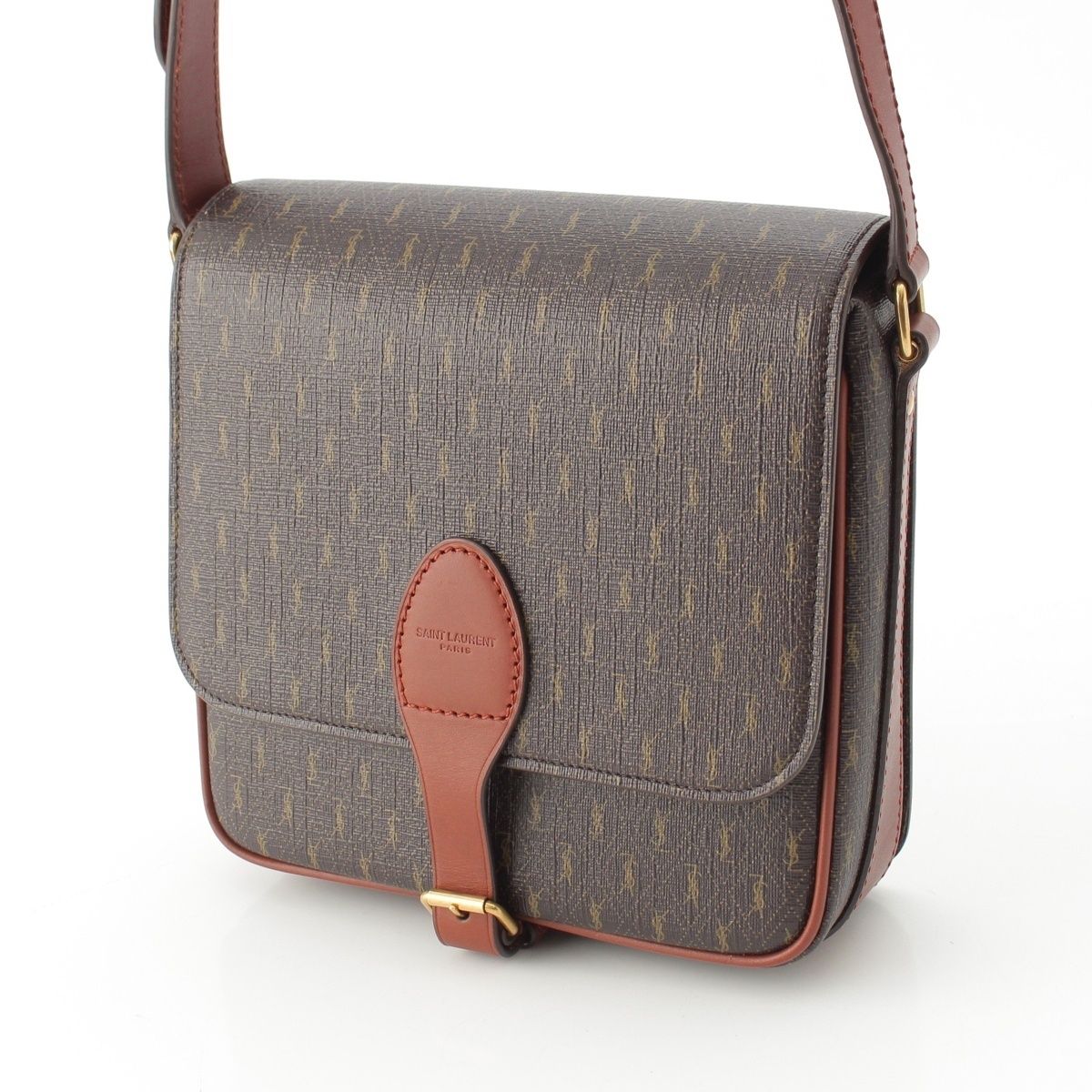 Saint Laurent le Monogram Satchel Leather Shoulder Bag Brown — view 2