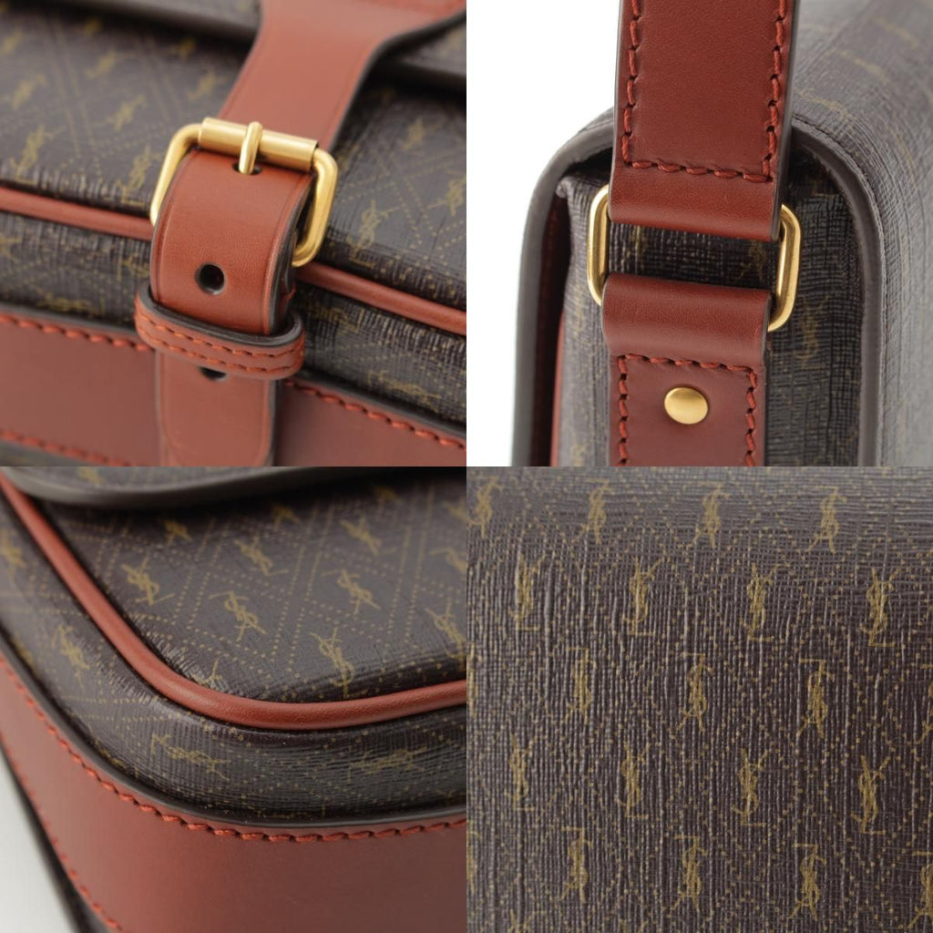 Saint Laurent le Monogram Satchel Leather Shoulder Bag Brown — view 9