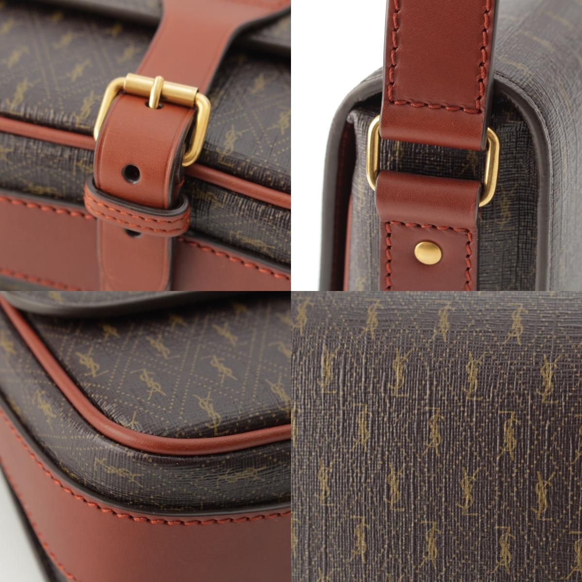 Saint Laurent le Monogram Satchel Leather Shoulder Bag Brown — view 9