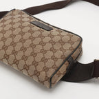 Gucci GG Canvas Leather 2-Way Belt Bag Crossbody Waist Pouch Shoulder Brown — view 3