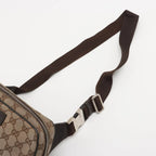 Gucci GG Canvas Leather 2-Way Belt Bag Crossbody Waist Pouch Shoulder Brown — view 5
