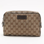 Gucci GG Canvas Leather 2-Way Belt Bag Crossbody Waist Pouch Shoulder Brown