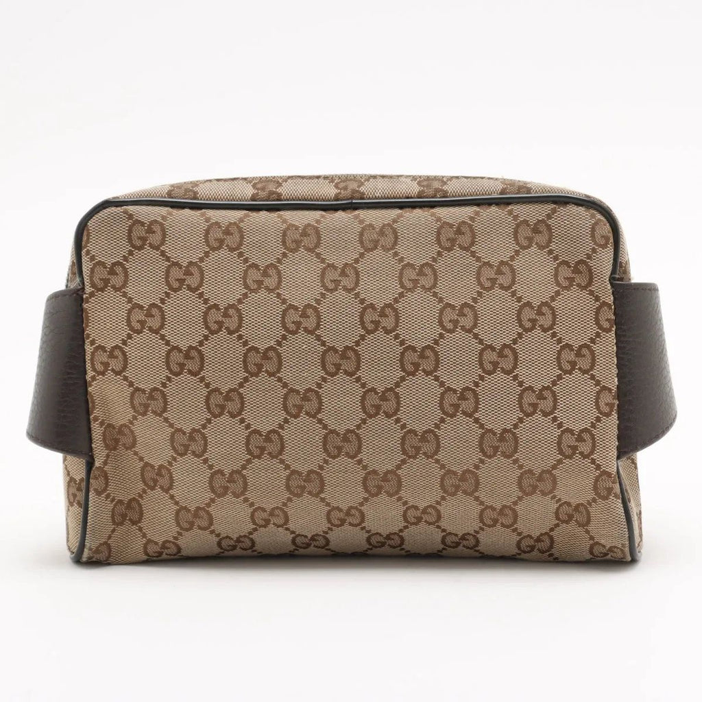 Gucci GG Canvas Leather 2-Way Belt Bag Crossbody Waist Pouch Shoulder Brown — view 2