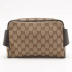 Gucci GG Canvas Leather 2-Way Belt Bag Crossbody Waist Pouch Shoulder Brown — view 2