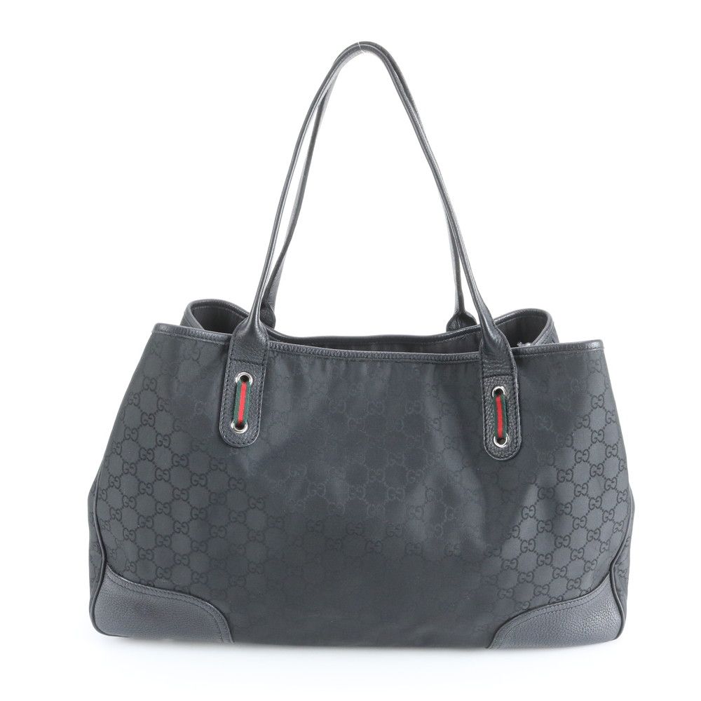 Gucci Sherry Line GG Nylon Leather Tote Shoulder Black