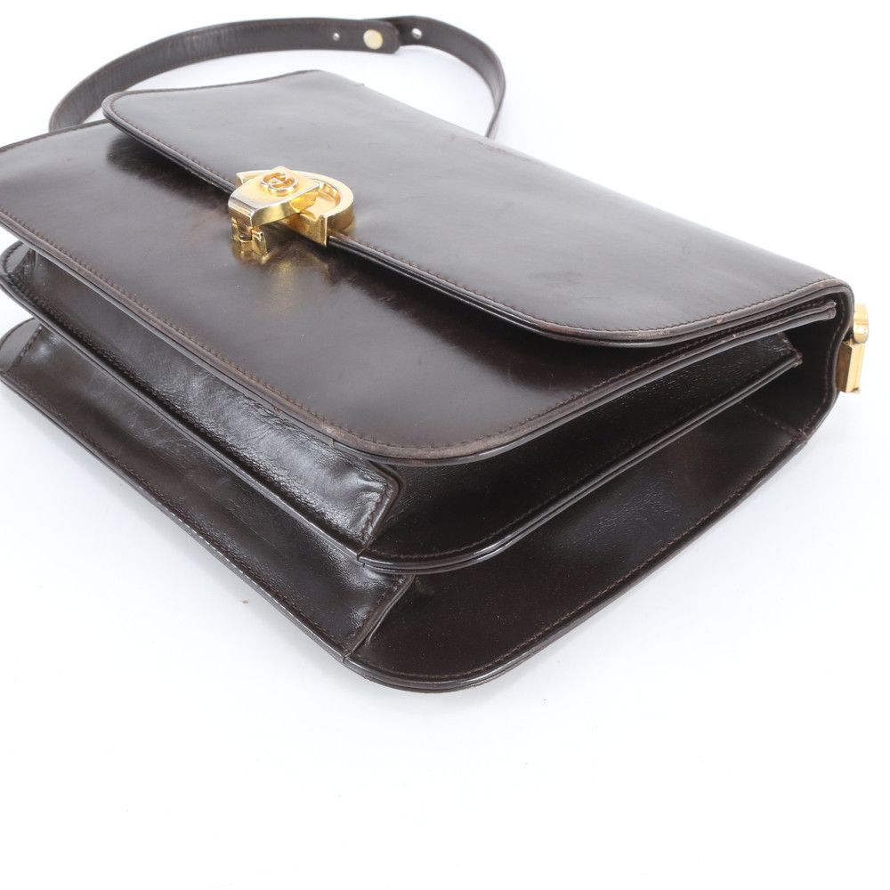 Gucci Vintage Leather Shoulder Bag Hand Brown — view 5