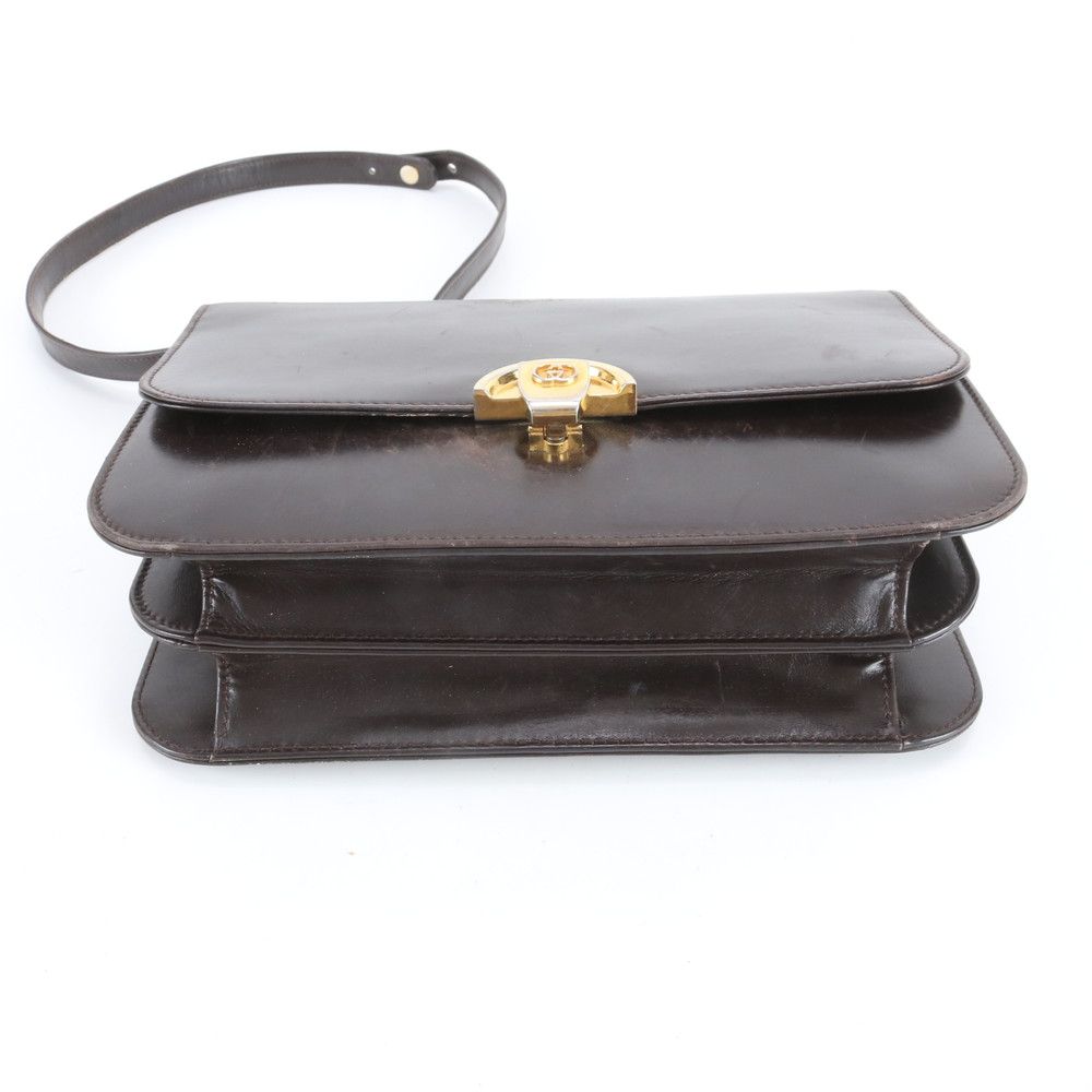 Gucci Vintage Leather Shoulder Bag Hand Brown — view 6