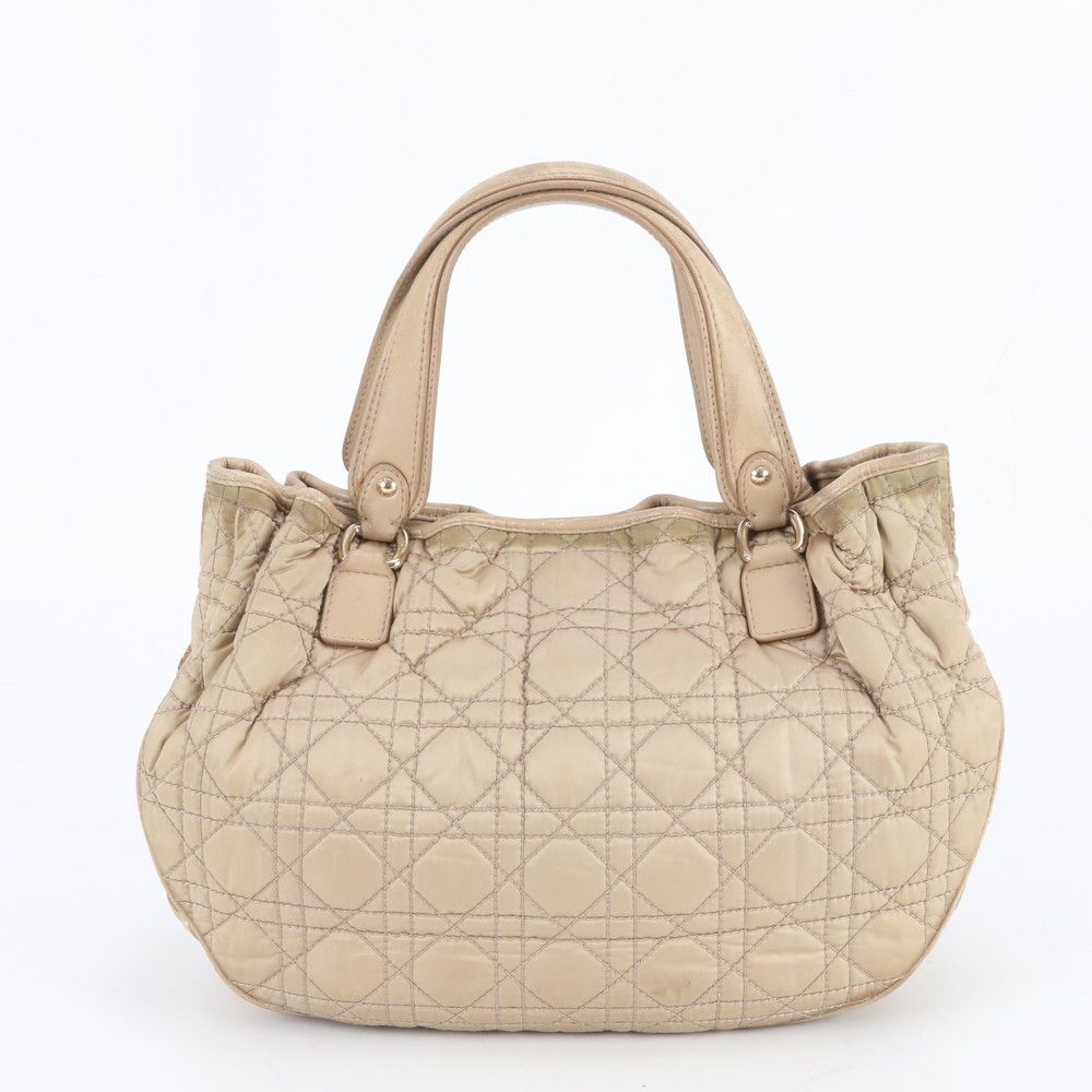 Dior Cannage Leather Handbag Tote Beige Gold — view 3