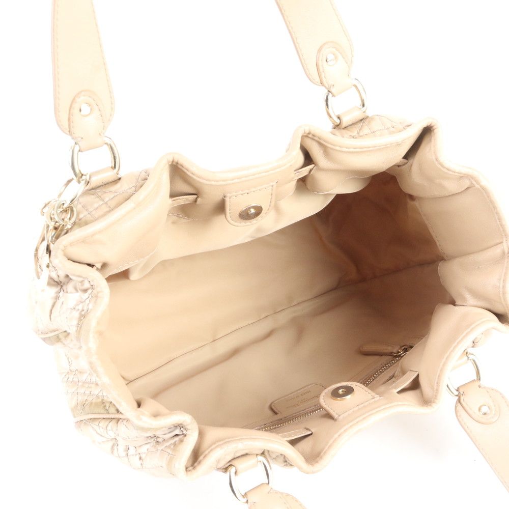 Dior Cannage Leather Handbag Tote Beige Gold — view 7