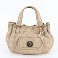 Dior Cannage Leather Handbag Tote Beige Gold