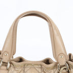 Dior Cannage Leather Handbag Tote Beige Gold — view 2