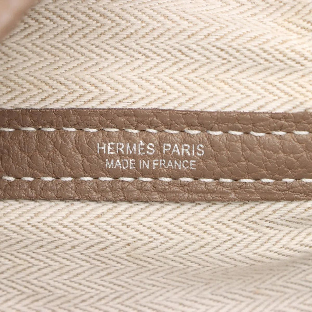 Hermes Construction Garden Party PM Negonda Etoupe Leather Tote — view 9
