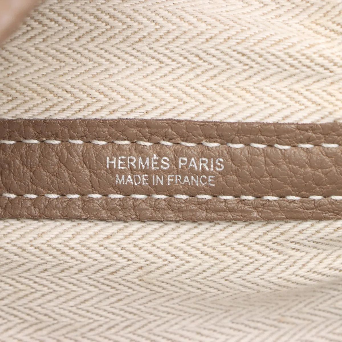 Hermes Construction Garden Party PM Negonda Etoupe Leather Tote — view 9