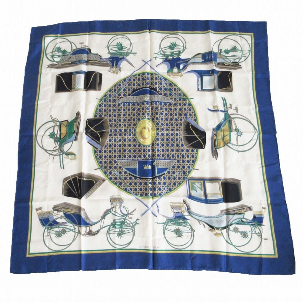 Hermes Scarf Carre 90 les Voitures a Transformation Foldable Covered Wagon Silk — view 2