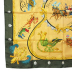 Hermes Scarf Carre 90 Plumes Et Grelots Silk Carriages Yellow — view 2