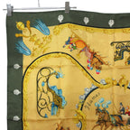 Hermes Scarf Carre 90 Plumes Et Grelots Silk Carriages Yellow — view 5