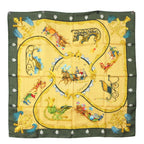 Hermes Scarf Carre 90 Plumes Et Grelots Silk Carriages Yellow