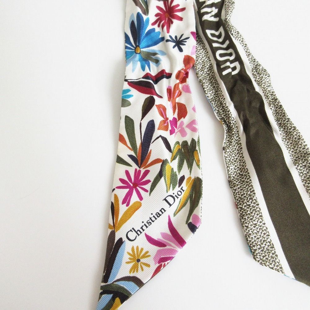 Dior Scarf Mitzah Silk Twill Flower Butterfly 100% Multicolor Plant Bandana — view 4