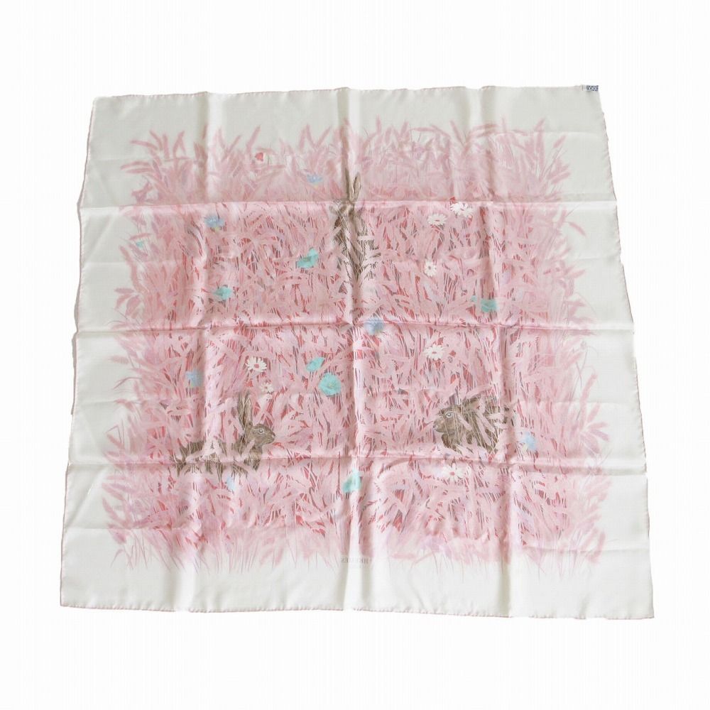 Hermes Scarf Silk Carre 90 Lapins Dans Un Champ de Wheat Field and Rabbit Pink — view 2