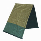 Hermes Scarf Geometric Pattern Angora Silk Reversible Large Shawl Green