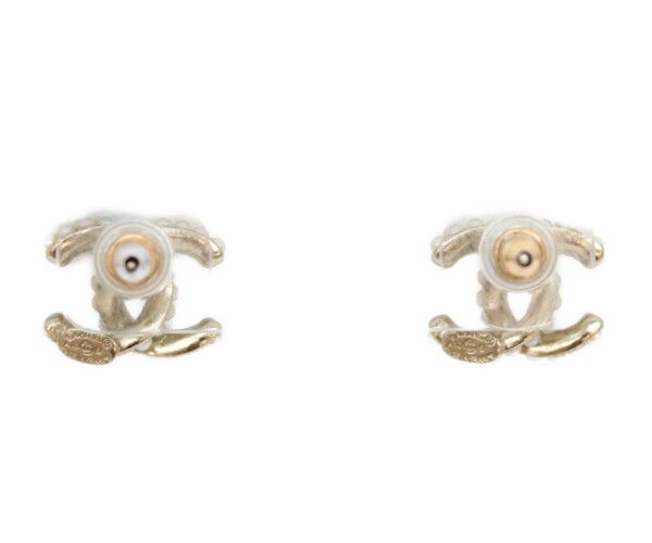 Chanel Gold Pearl Mini CC Logo Earrings — view 3