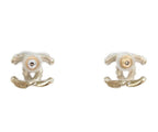 Chanel Gold Pearl Mini CC Logo Earrings — view 3