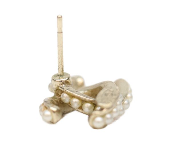 Chanel Gold Pearl Mini CC Logo Earrings — view 7