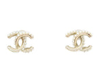Chanel Gold Pearl Mini CC Logo Earrings