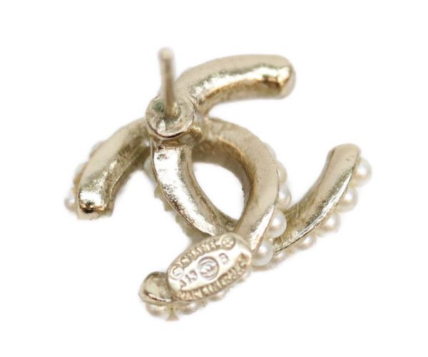Chanel Gold Pearl Mini CC Logo Earrings — view 5