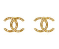 Chanel 24k Gold Rhinestone CC Logo Earrings