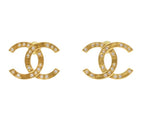 Chanel 24k Gold Rhinestone CC Logo Earrings
